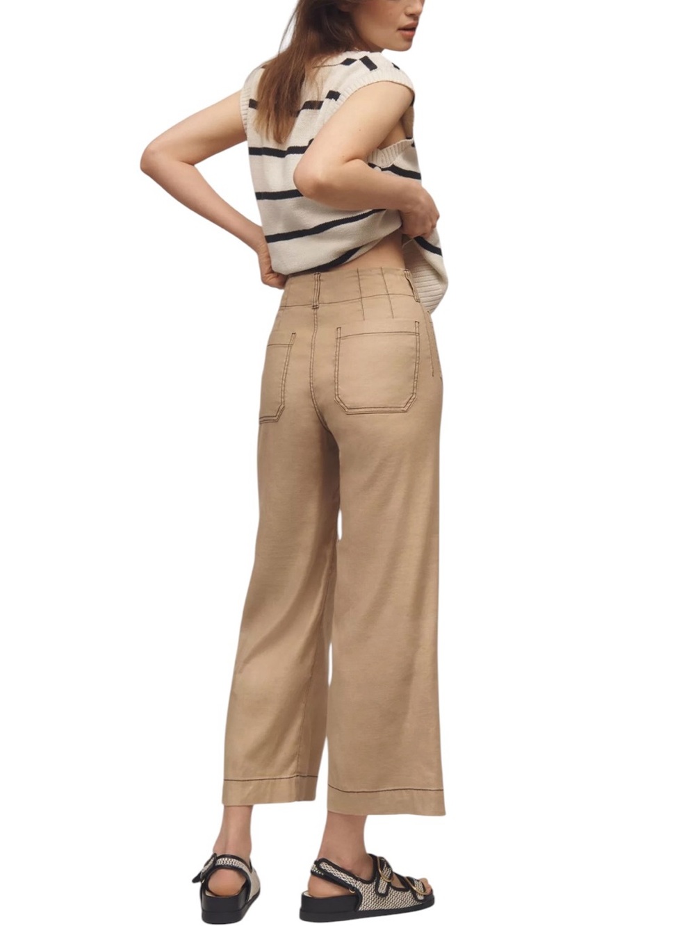 Anthropologie Maeve Colette cropped linen wide-leg pants 25 excellent condition - Picture 3 of 15